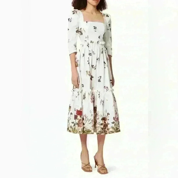 Cara Cara Fairytale Mushroom Border Ivory Bluehill Midi Dress Size 6 - Picture 14 of 15